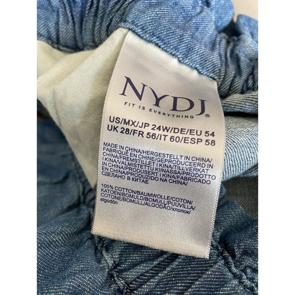 NYDJ New Wide Leg Ruffle Waist Drawstring Jeans Soft Chambray 24W - Picture 4 of 6